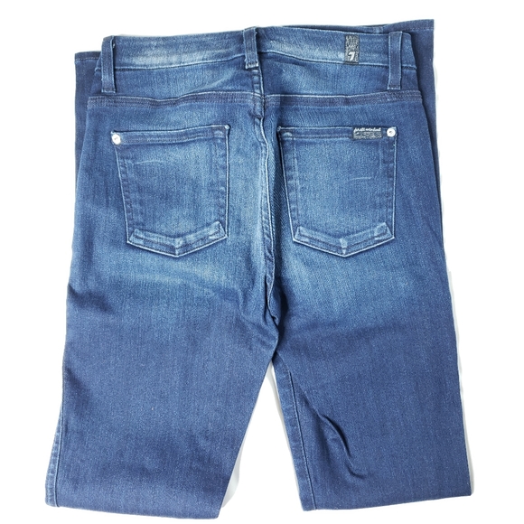 7 For All Mankind - High Waist Straight Legged Vintage Dark Wash Jeans - Picture 10 of 11